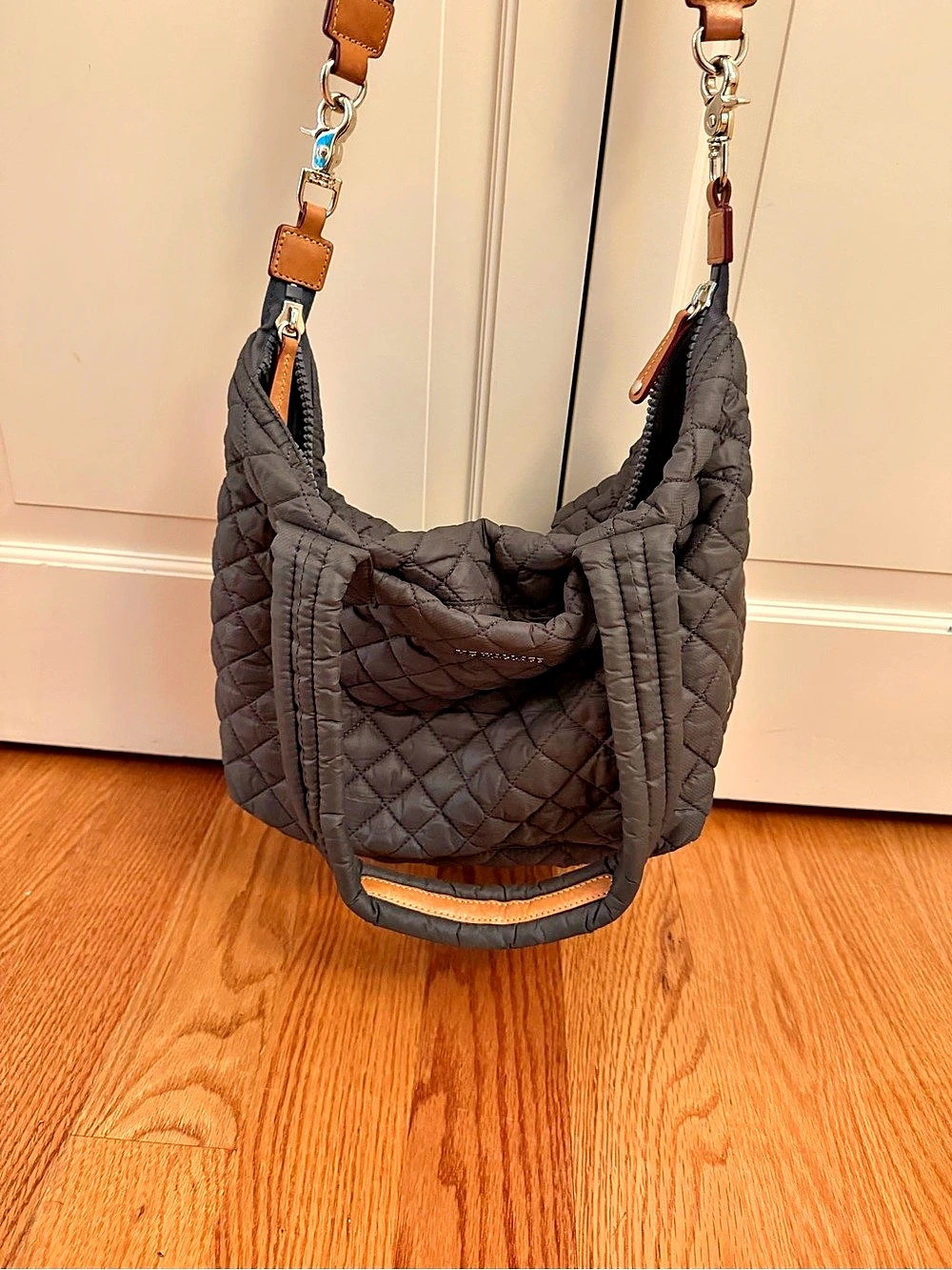 MZ Wallace Crosby Hobo Quilted Shoulder Bag in magnet